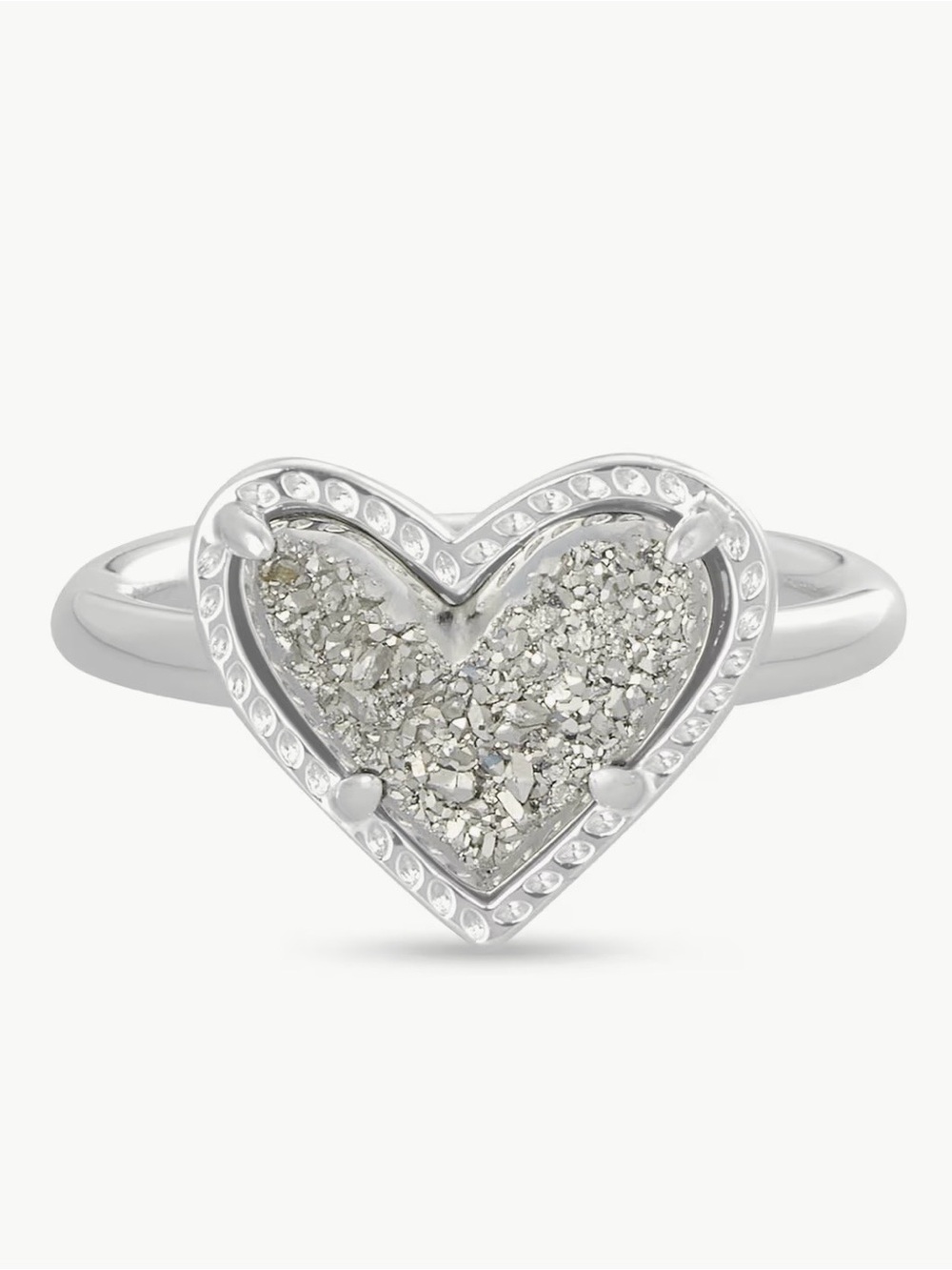 Kendra Scott Silver Heart Druzy Ring